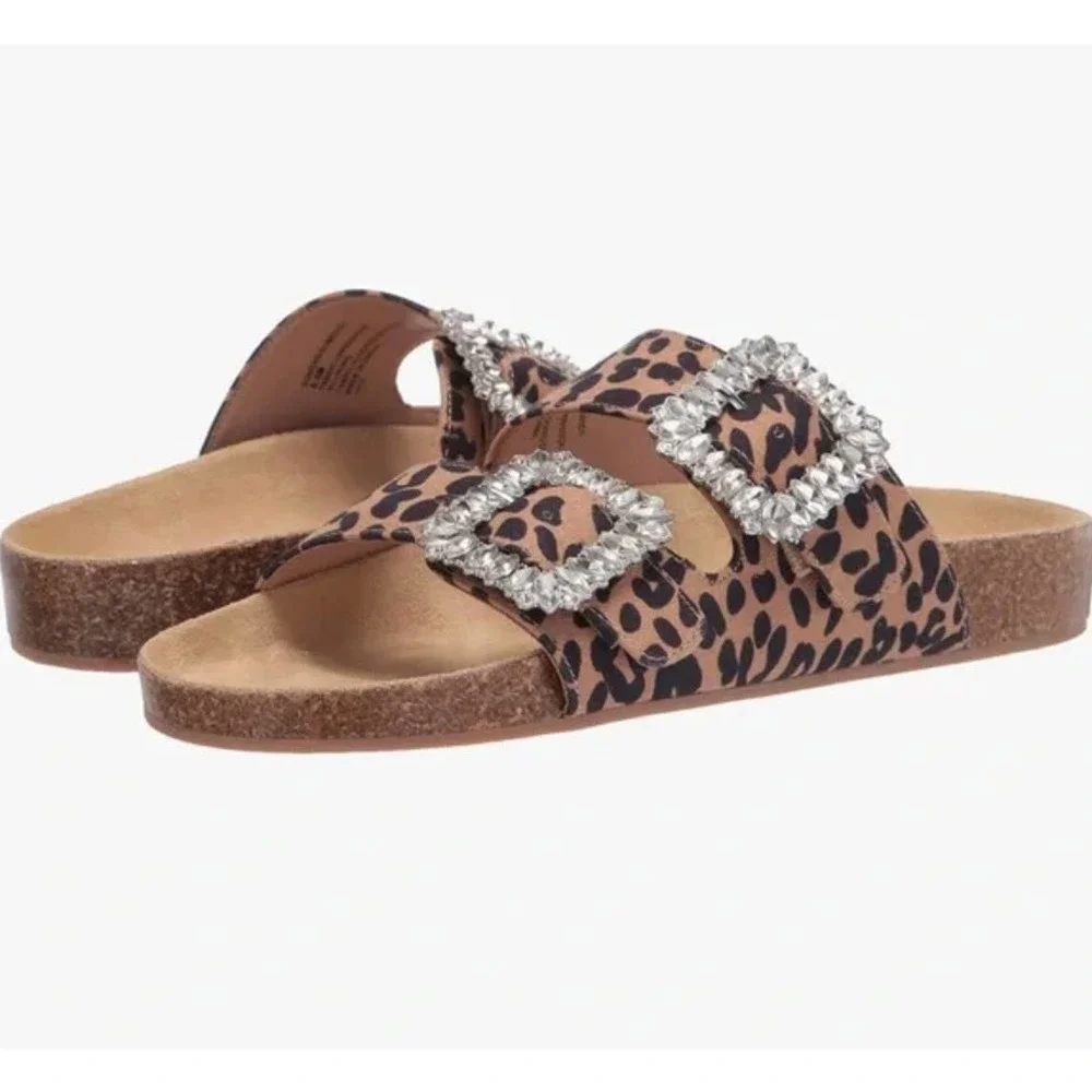 Steven New York Leopard Print Somers Rhinestone Sandal Size 6.5